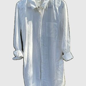 Women’s White Casual button down linen blend Shirt dress